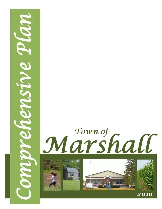 Marshall Comprehensive Plan Title page with images of the town of Marshall